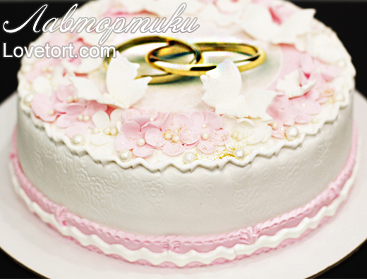 Мастичный торт с кольцами для свадьбы