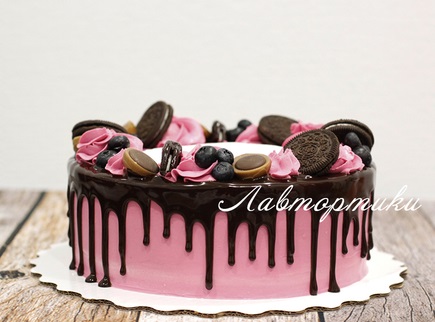 заказать шоколадно-розовый торт