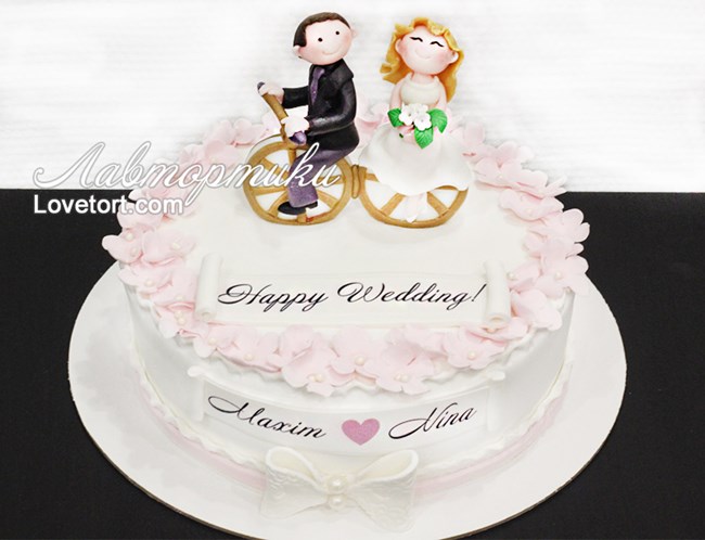 Одноярусный торт на свадьбу на заказ в Москве от ЛавТортики