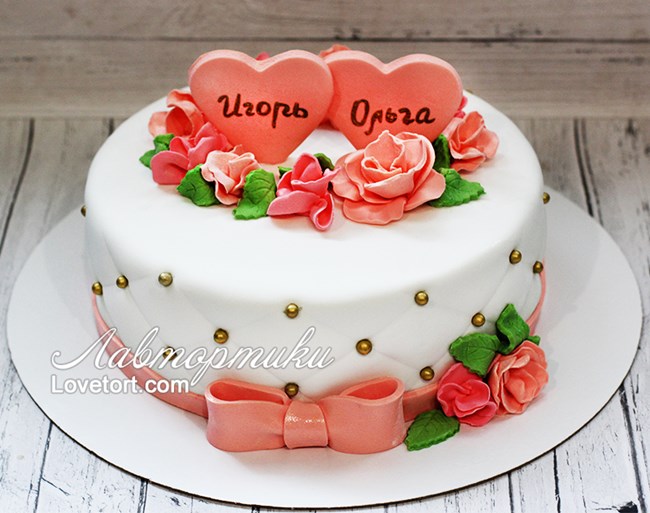 Одноярусный свадебный торт на заказ в Москве от ЛавТортики