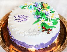 торт с бабочками и цветами
