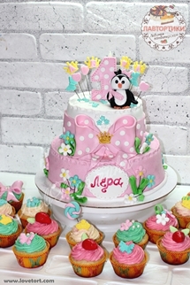 Торт Пингвин с капкейками