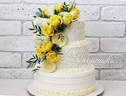 купить свадебный торт с цветами