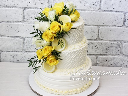 купить свадебный торт с цветами