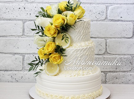 заказать свадебный торт с цветами
