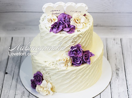заказать торт на свадьбу фиолетово-белый