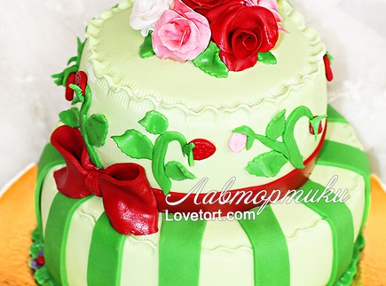 заказать двухъярусный торт с цветами