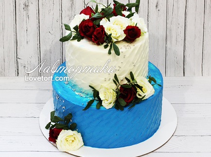 заказать свадебный бело-синий торт