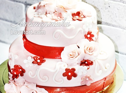 заказать свадебный тортик с цветами